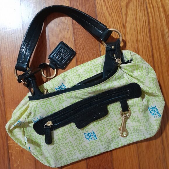 Leather Nylon Ellington Medium Size Solid Black Gold Shoulder Bag Minimalist - Picture 9 of 14